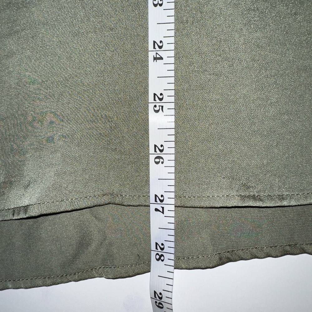 Banana Republic Women's Green Satin Blouse Collared Pullover Top XXL Button Cuff - Picture 9 of 10